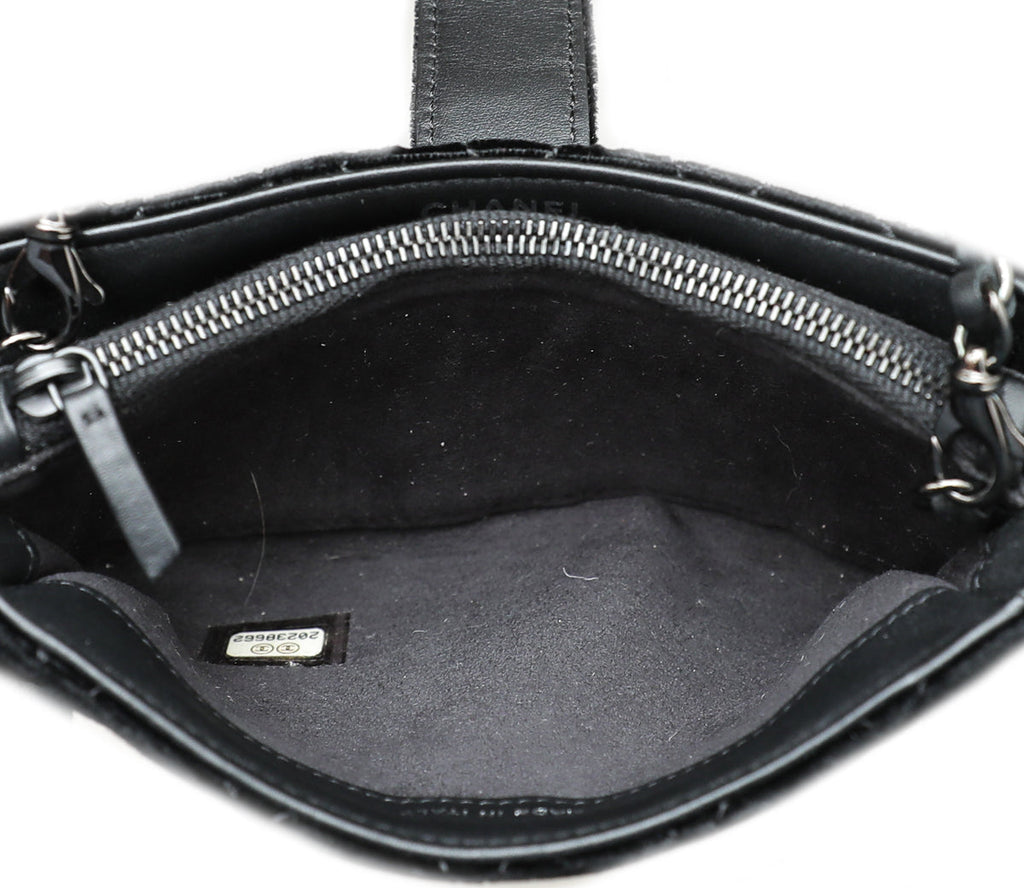 Chanel CC So Black Velvet Phone Holder Crossbody