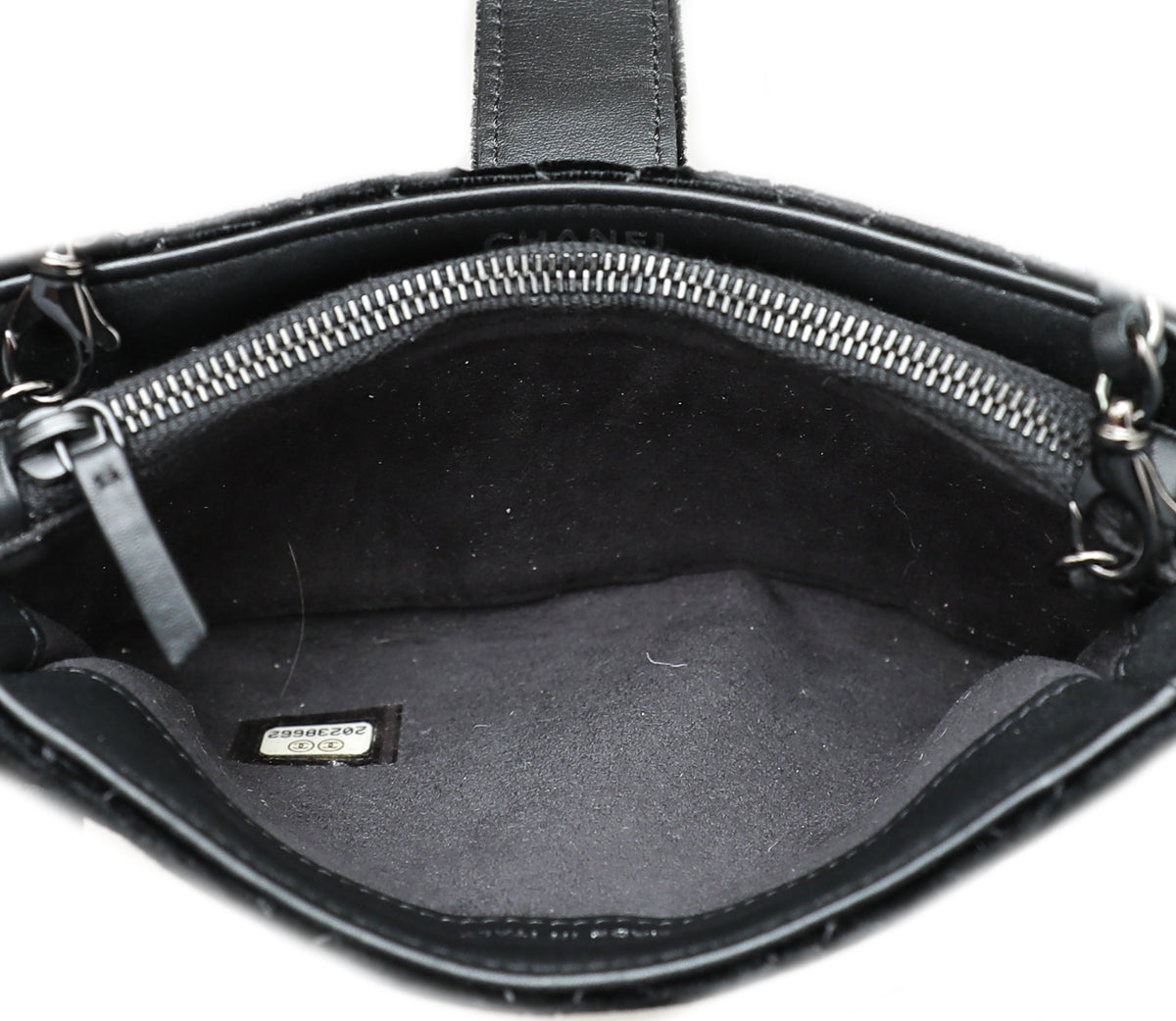 Chanel CC So Black Velvet Phone Holder Crossbody