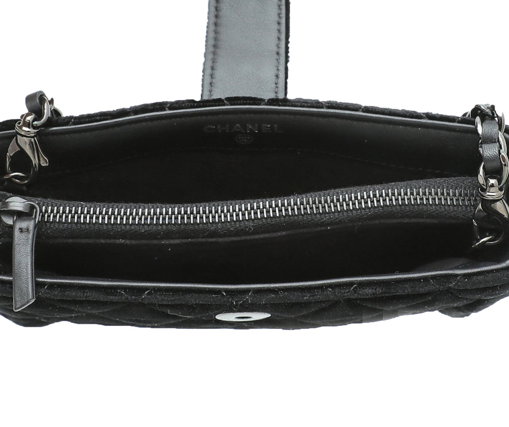 Chanel CC So Black Velvet Phone Holder Crossbody