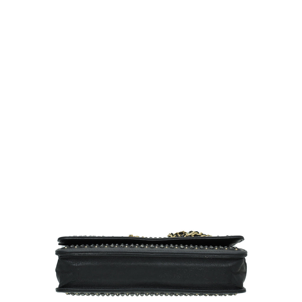 Chanel Black CC Crystal Embellished Wallet On Chain