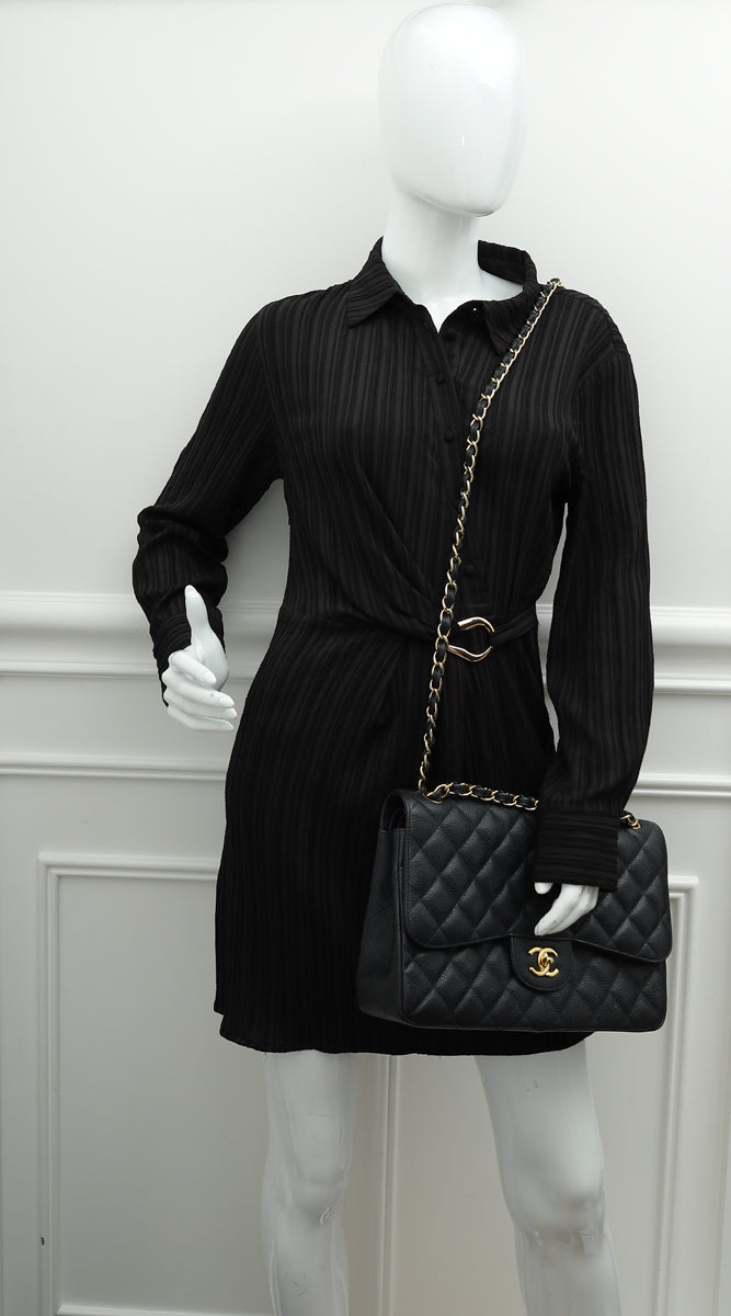 Chanel Black CC Classic Double Flap Jumbo Bag