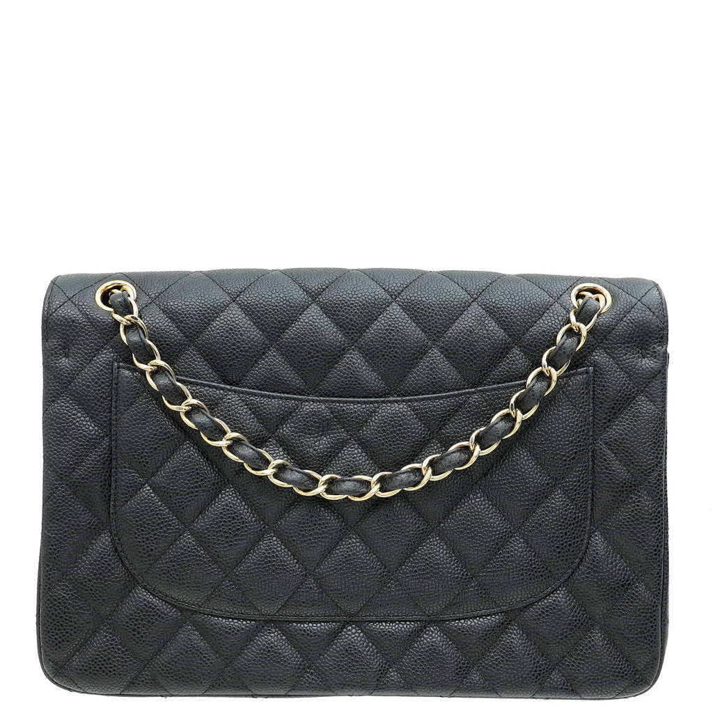 Chanel Black CC Classic Double Flap Jumbo Bag