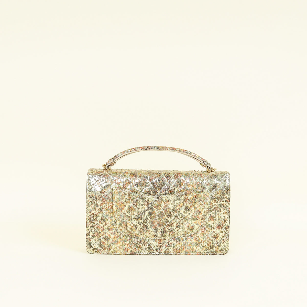 Chanel Multicolor CC Full Flap Python Top Handle Bag