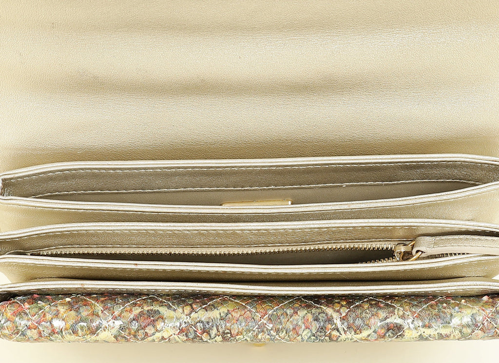 Chanel Multicolor CC Full Flap Python Top Handle Bag