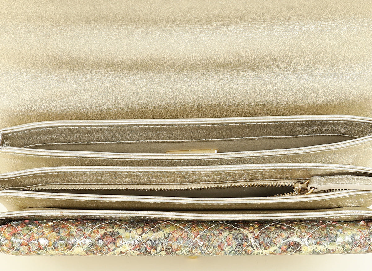 Chanel Multicolor CC Full Flap Python Top Handle Bag