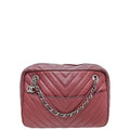 Chanel Red Vintage Chevron Camera Shoulder Bag