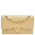 Chanel Beige CC Classic Double Flap Jumbo Bag