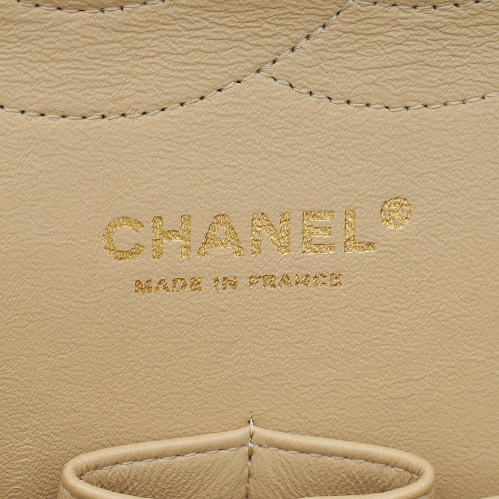 Chanel Beige CC Classic Double Flap Jumbo Bag