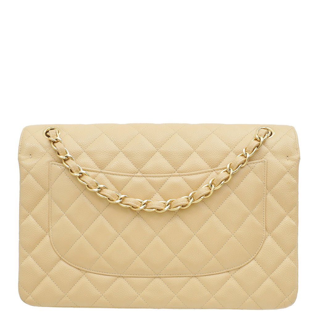 Chanel Beige CC Classic Double Flap Jumbo Bag