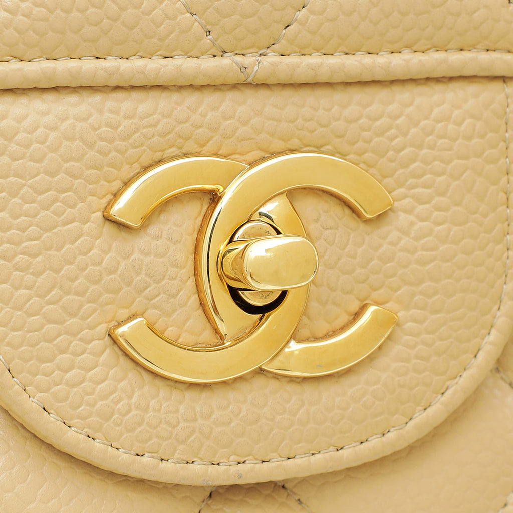 Chanel Beige CC Classic Double Flap Jumbo Bag