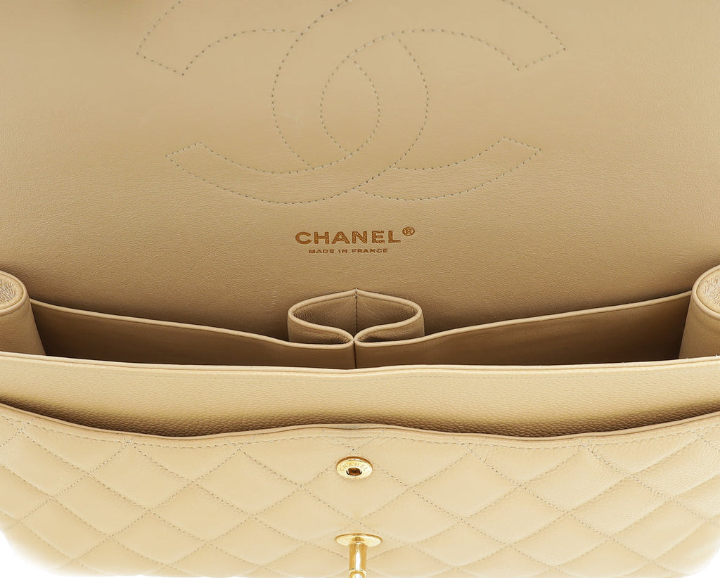 Chanel Beige CC Classic Double Flap Jumbo Bag