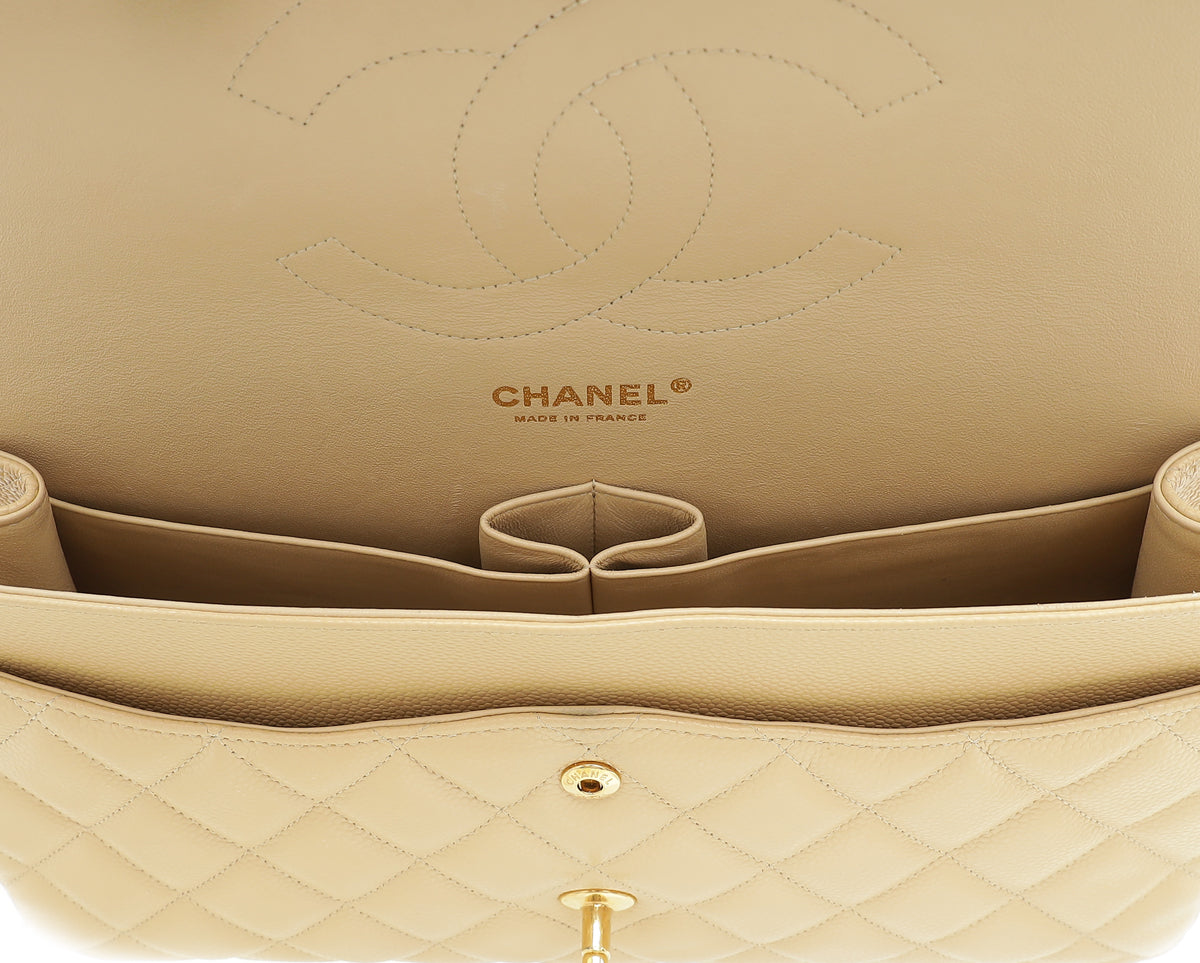 Chanel Beige CC Classic Double Flap Jumbo Bag