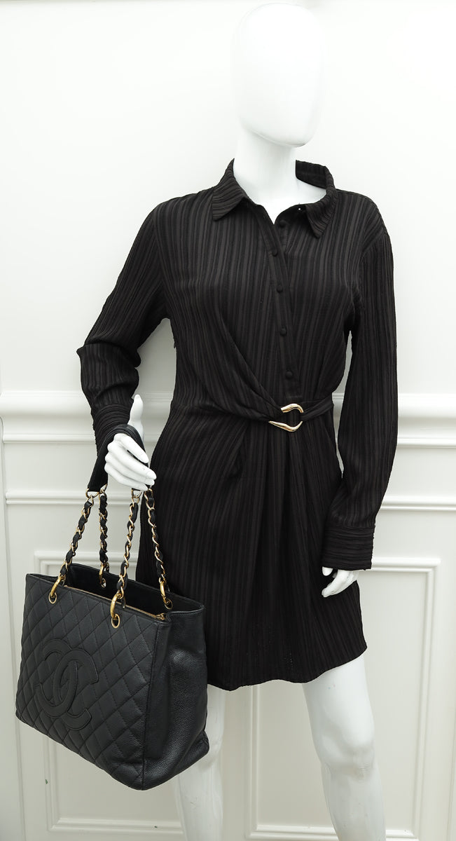 Chanel Black CC GST Medium Tote Bag