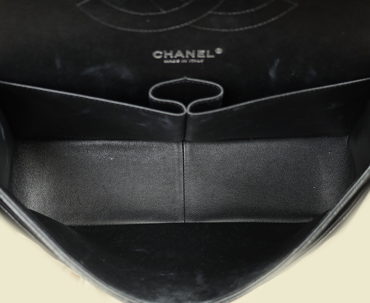 Chanel Black Chevron Classic Double Flap Jumbo Bag