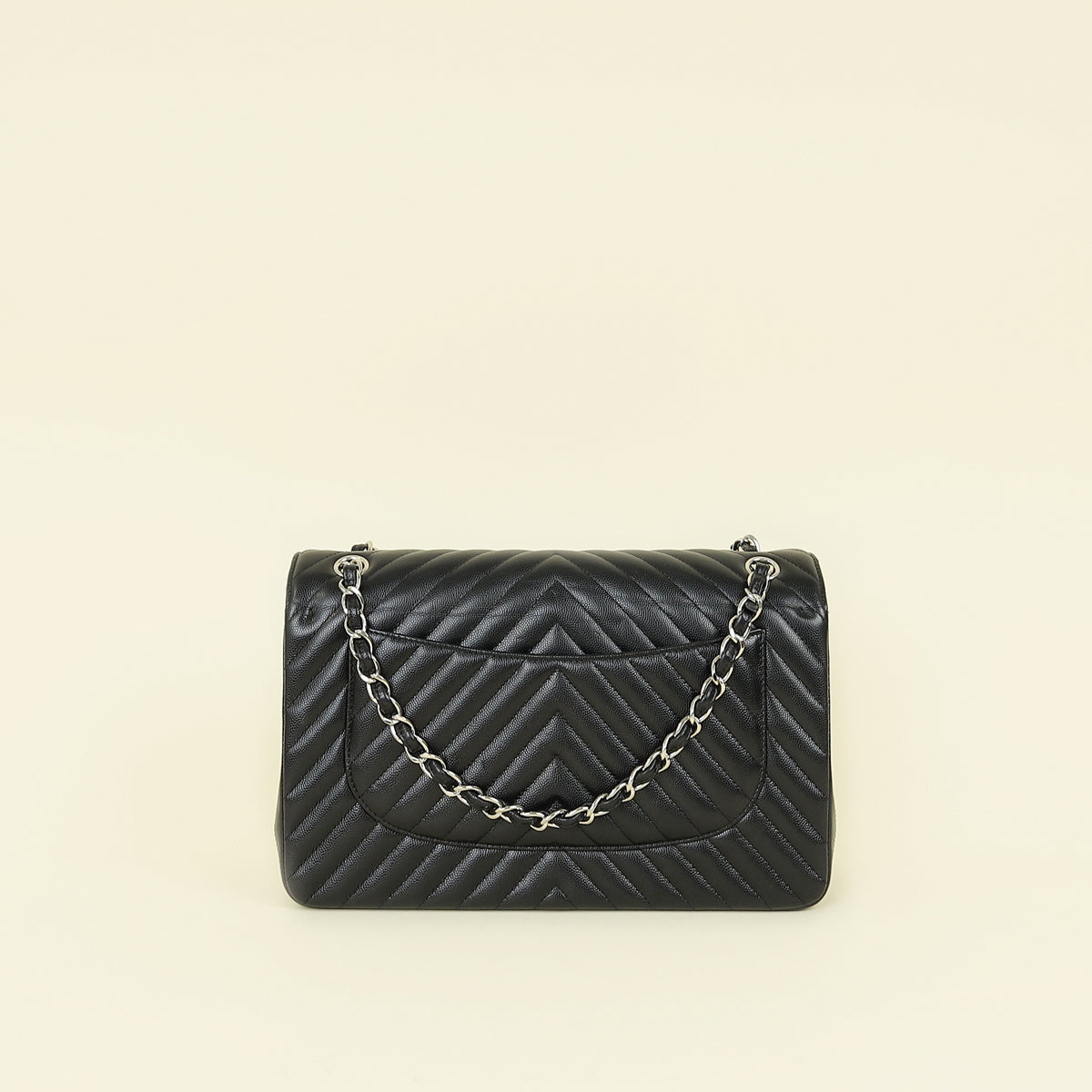 Chanel Black Chevron Classic Double Flap Jumbo Bag