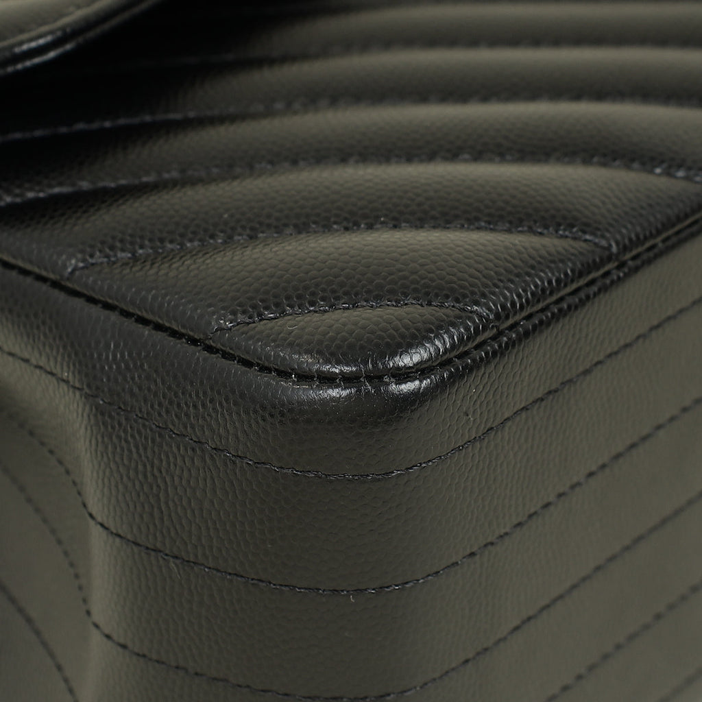 Chanel Black Chevron Classic Double Flap Jumbo Bag