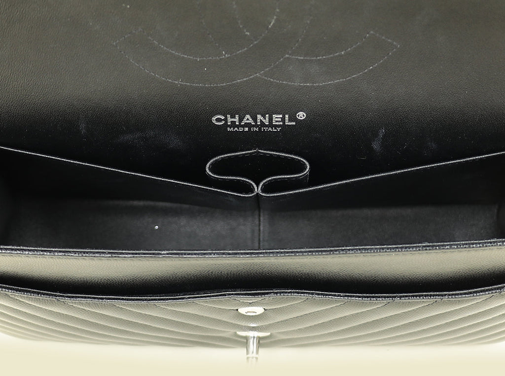 Chanel Black Chevron Classic Double Flap Jumbo Bag