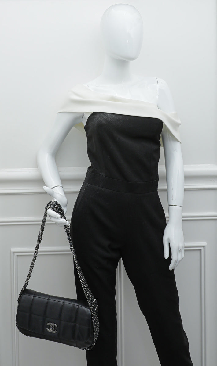 Chanel Black Chocolate Bar Multi Chain Flap Bag