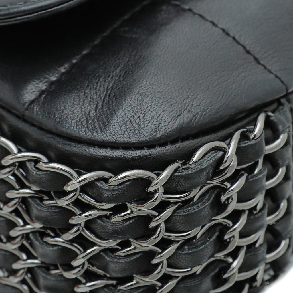 Chanel Black Chocolate Bar Multi Chain Flap Bag