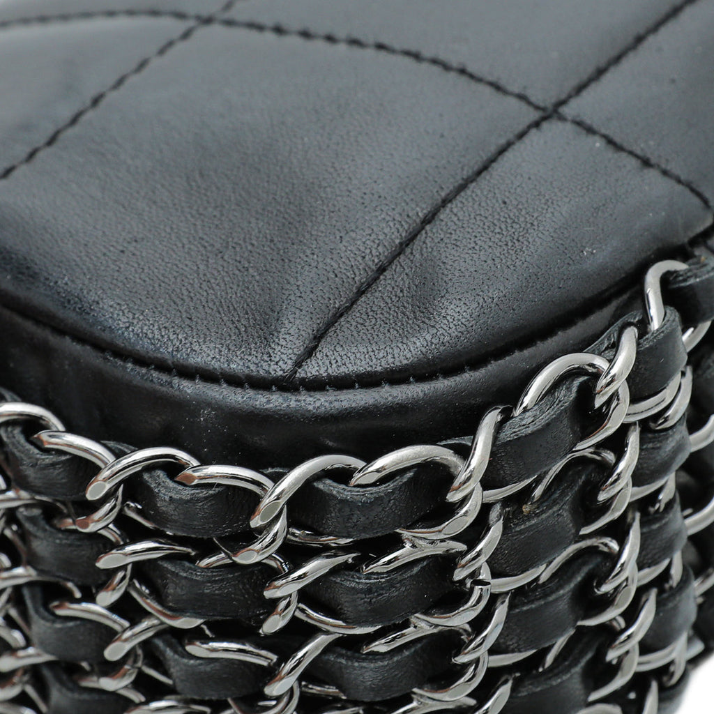 Chanel Black Chocolate Bar Multi Chain Flap Bag