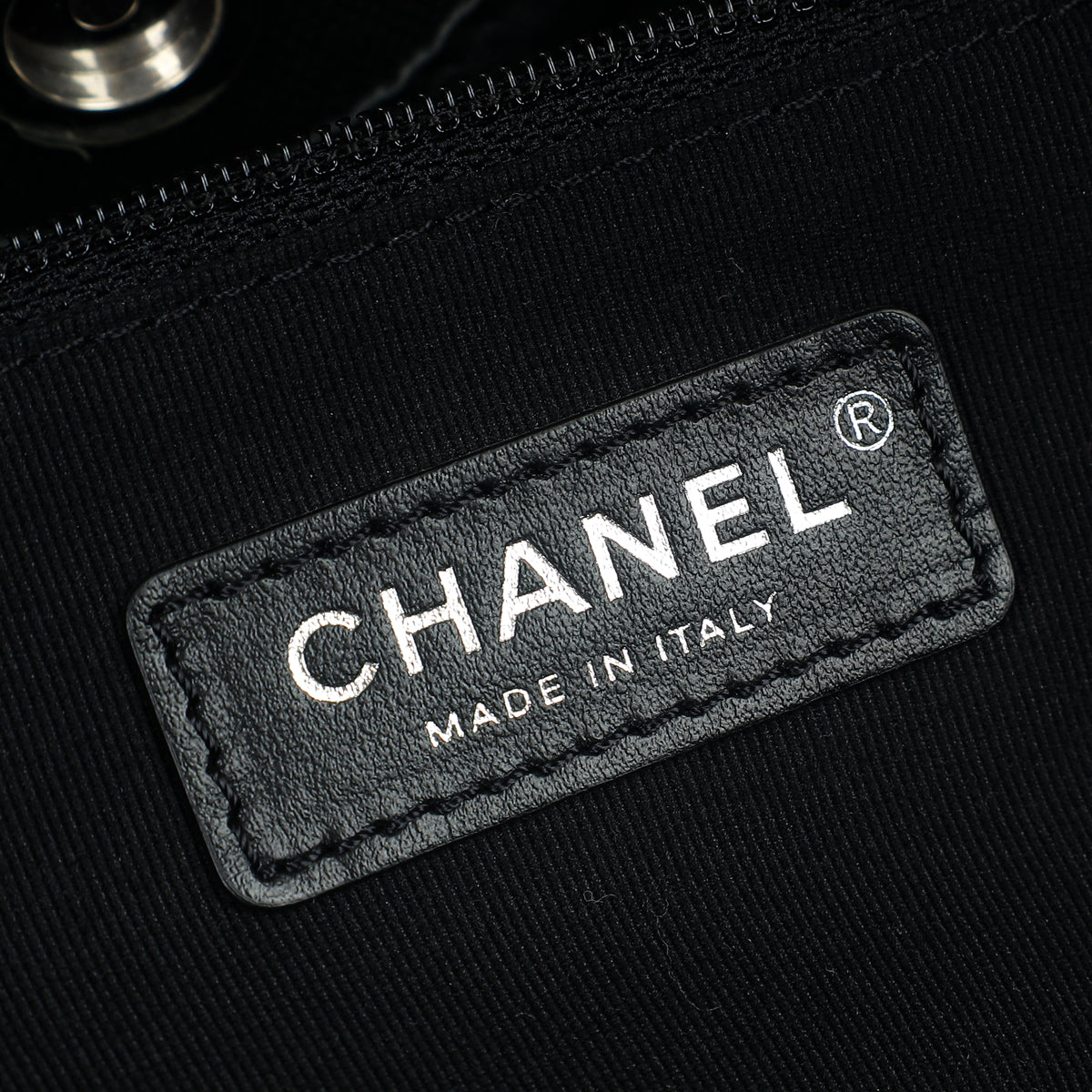 Chanel Black CC Deauville Pinstripe Shopping Tote Bag
