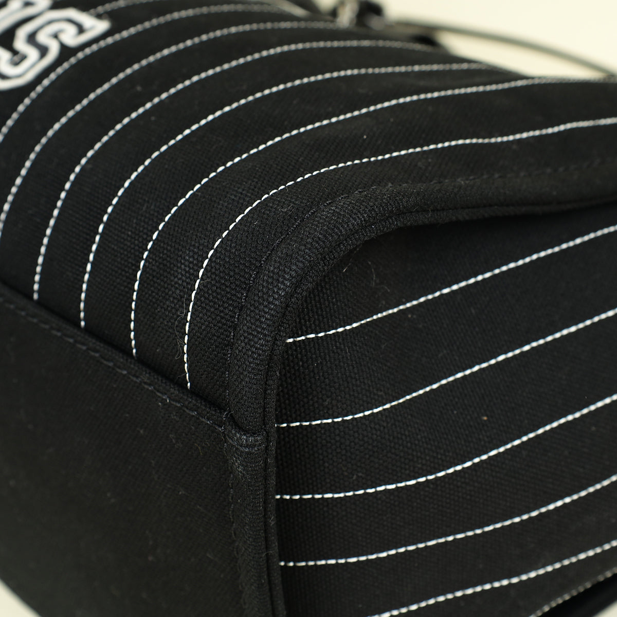 Chanel Black CC Deauville Pinstripe Shopping Tote Bag