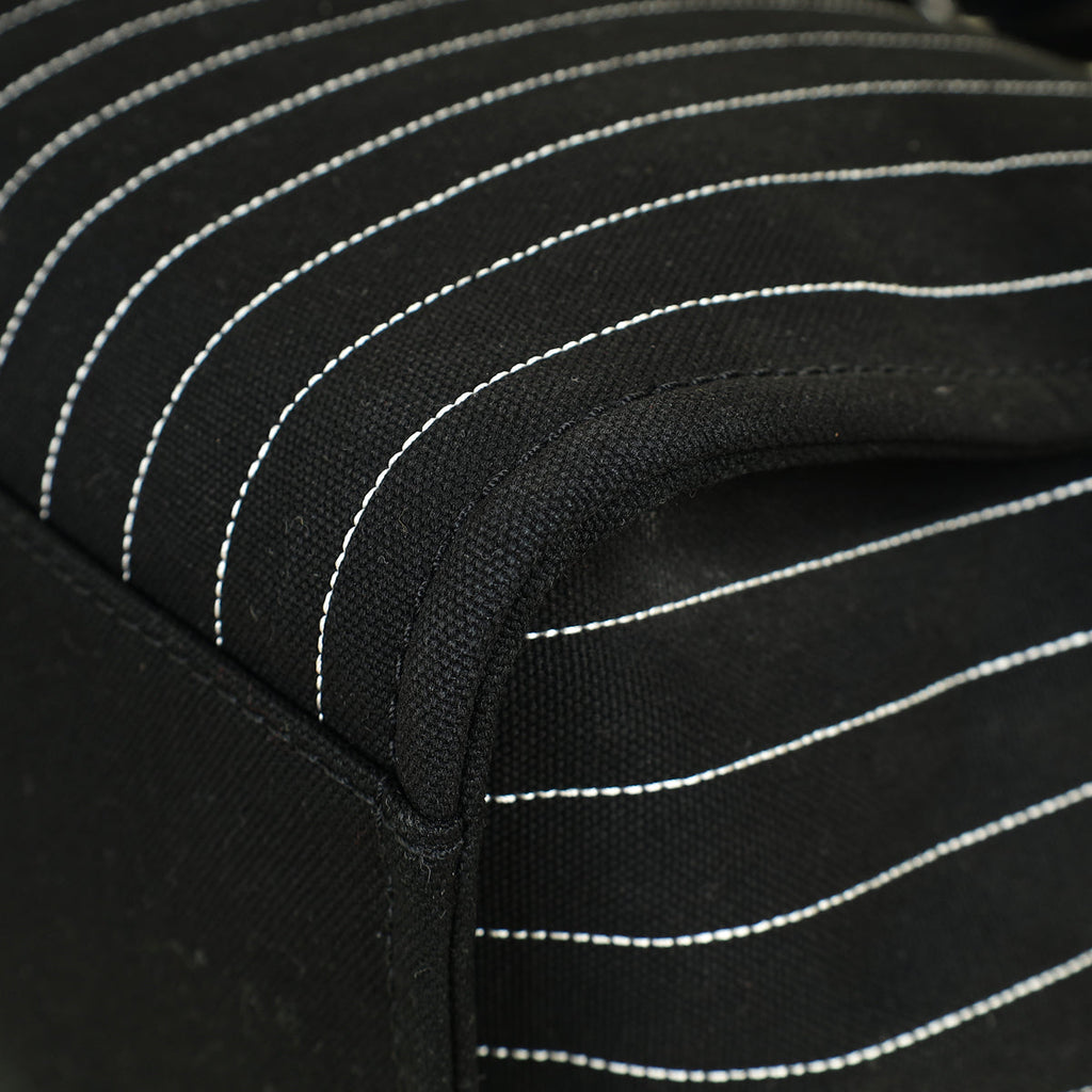 Chanel Black CC Deauville Pinstripe Shopping Tote Bag