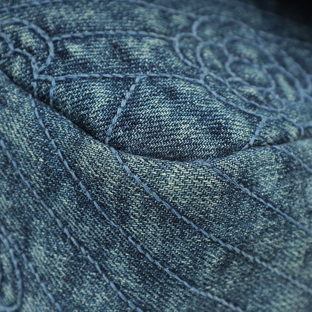 Chanel Blue CC Denim Camelia Embroidered Flap Bag