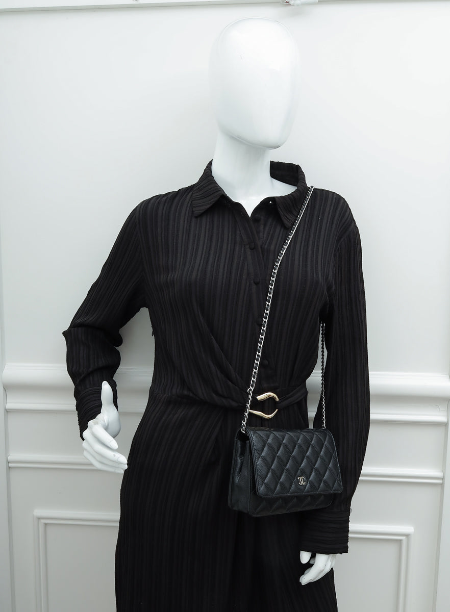 Chanel Black CC Classic Wallet On Chain