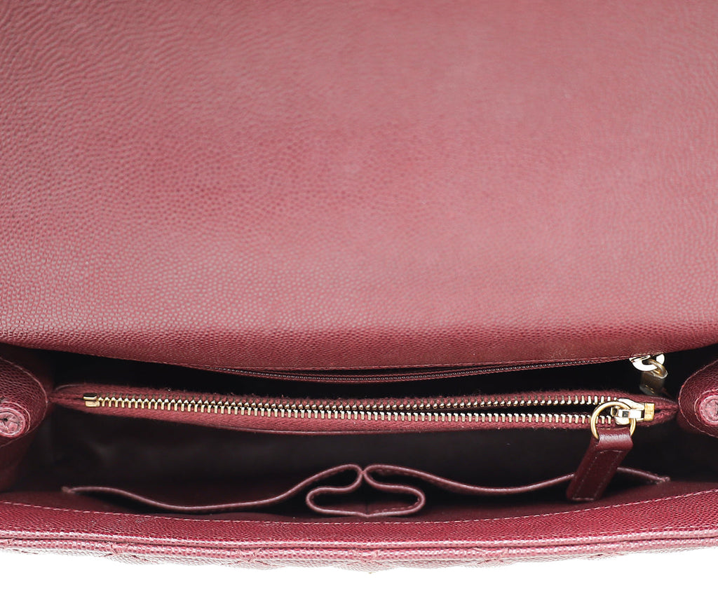 Chanel Burgundy CC Coco Handle with Lizard Handle Small Bag