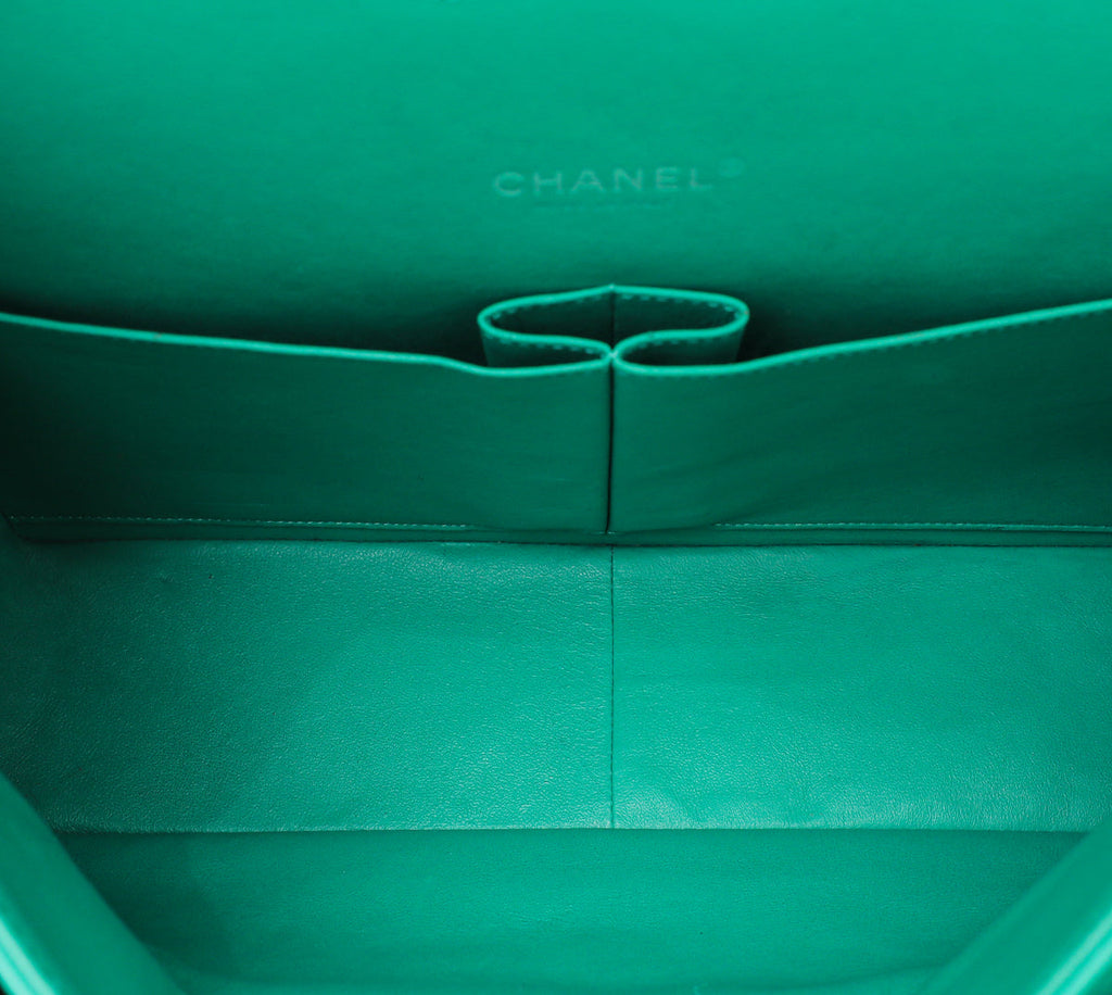 Chanel Green CC Classic Double Flap Maxi Bag
