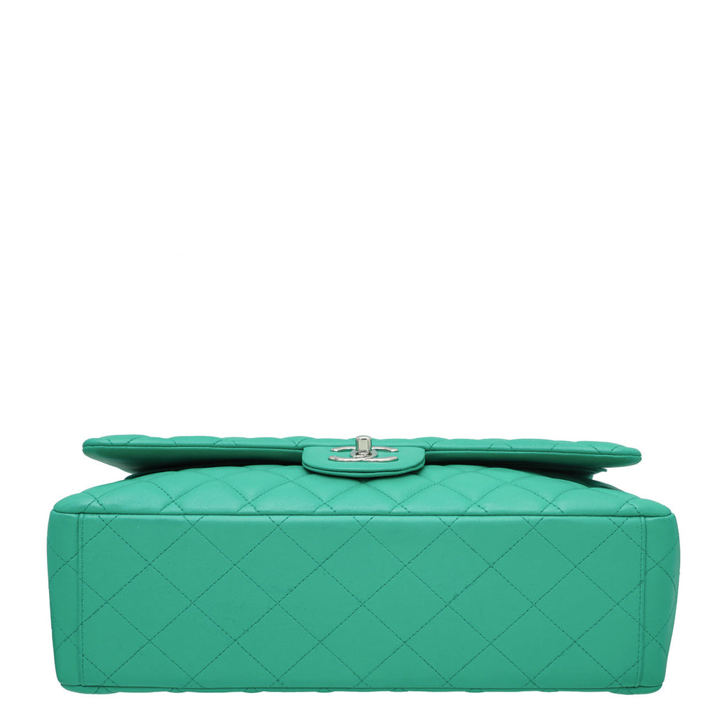 Chanel Green CC Classic Double Flap Maxi Bag