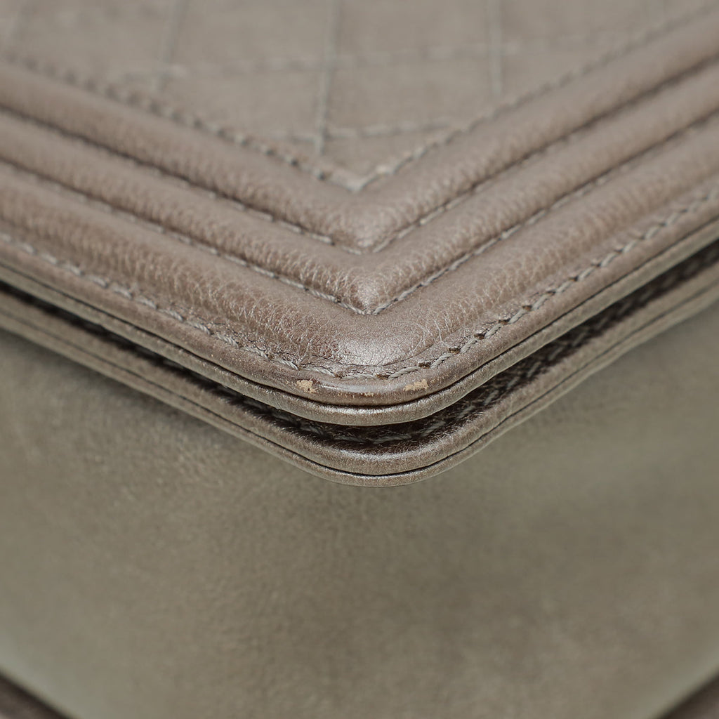Chanel Metallic Bronze Gray Le Boy Flap Large Bag