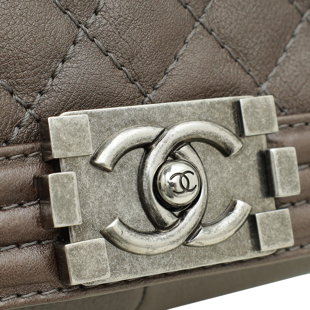 Chanel Metallic Bronze Gray Le Boy Flap Large Bag