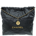 Chanel Black 22 Small Shiny Hobo Bag
