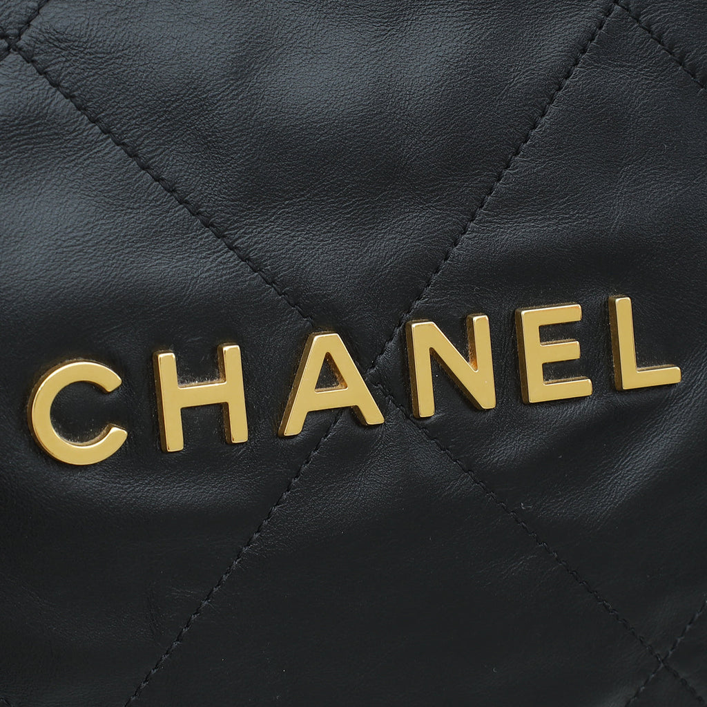 Chanel Black 22 Small Shiny Hobo Bag
