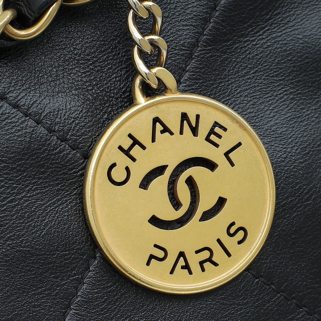 Chanel Black 22 Small Shiny Hobo Bag