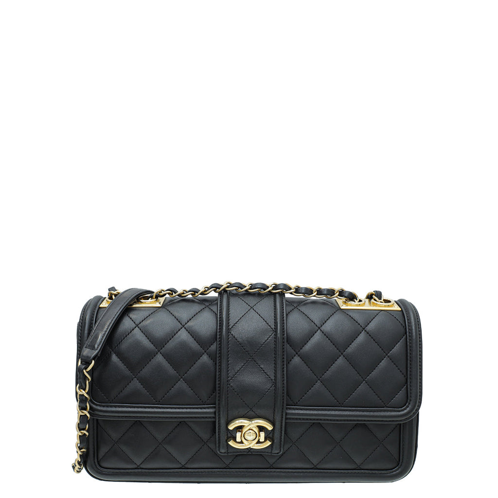 Chanel Black CC Elegant Flap Jumbo Bag