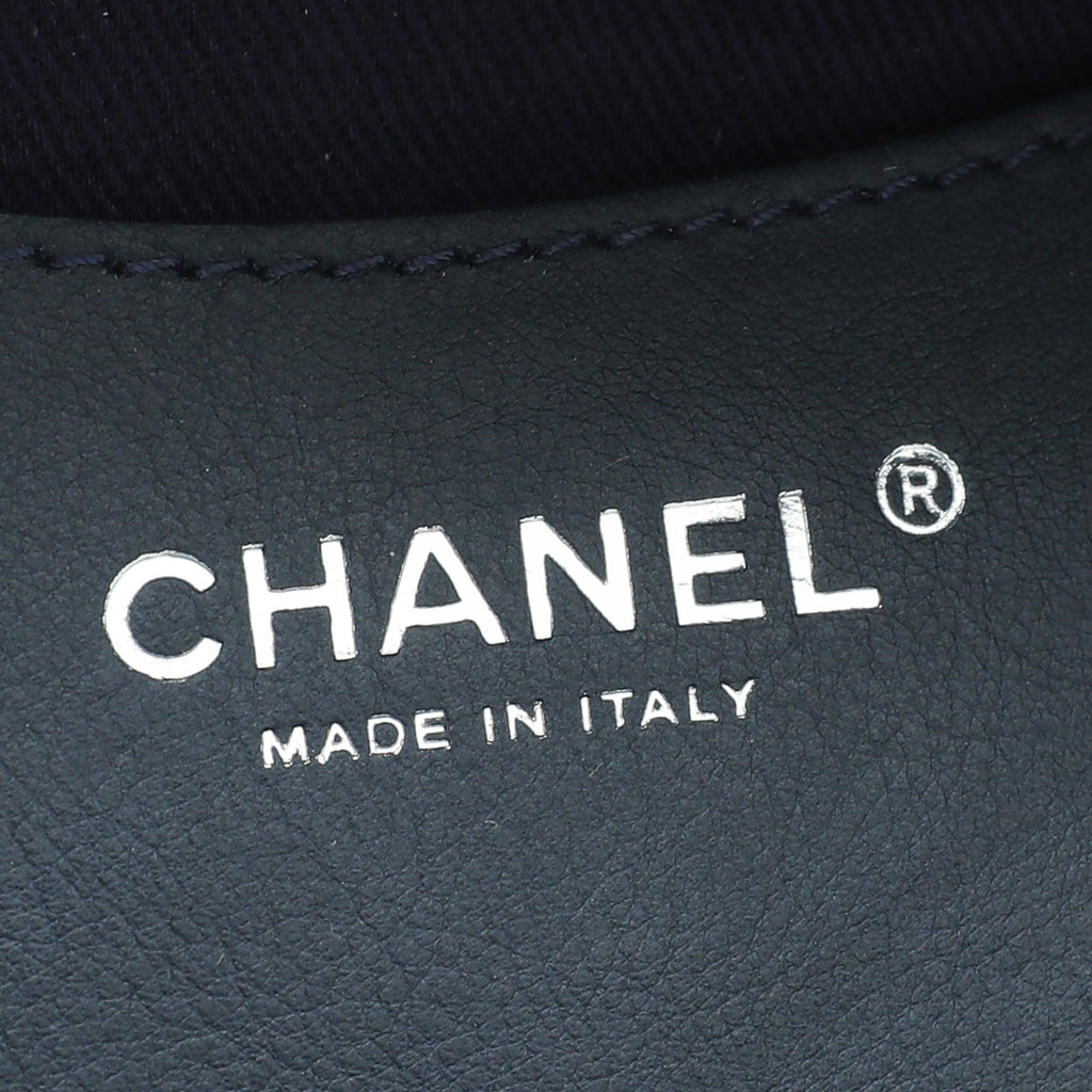 Chanel Blue Denim Camellia Embroidered Flap Bag