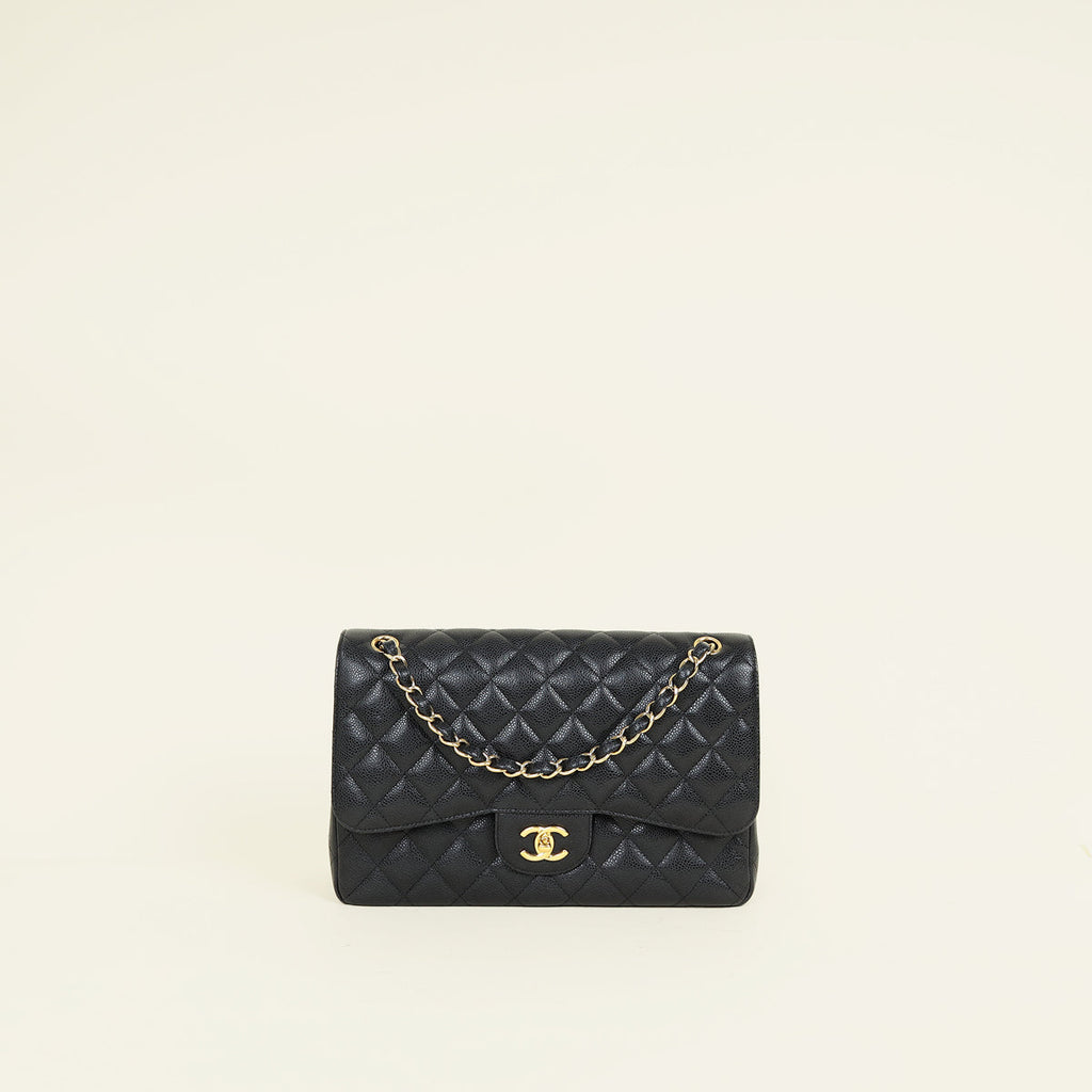 Chanel Black Classic Double Flap Jumbo Bag