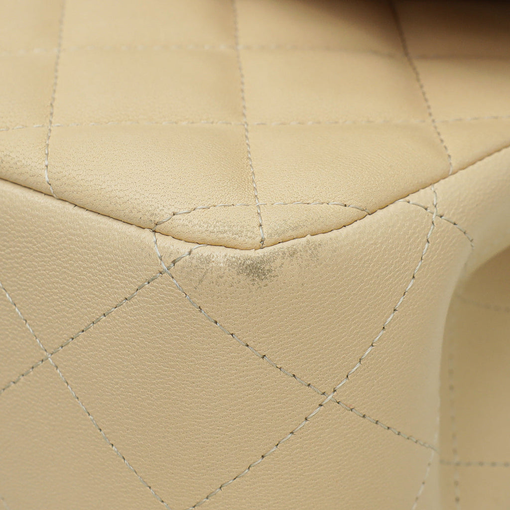 Chanel Beige CC Classic Double Flap Jumbo Bag