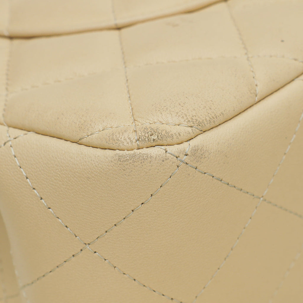 Chanel Beige CC Classic Double Flap Jumbo Bag