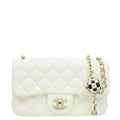 Chanel White CC Pearl Crush Mini Square Rectangular Flap Bag