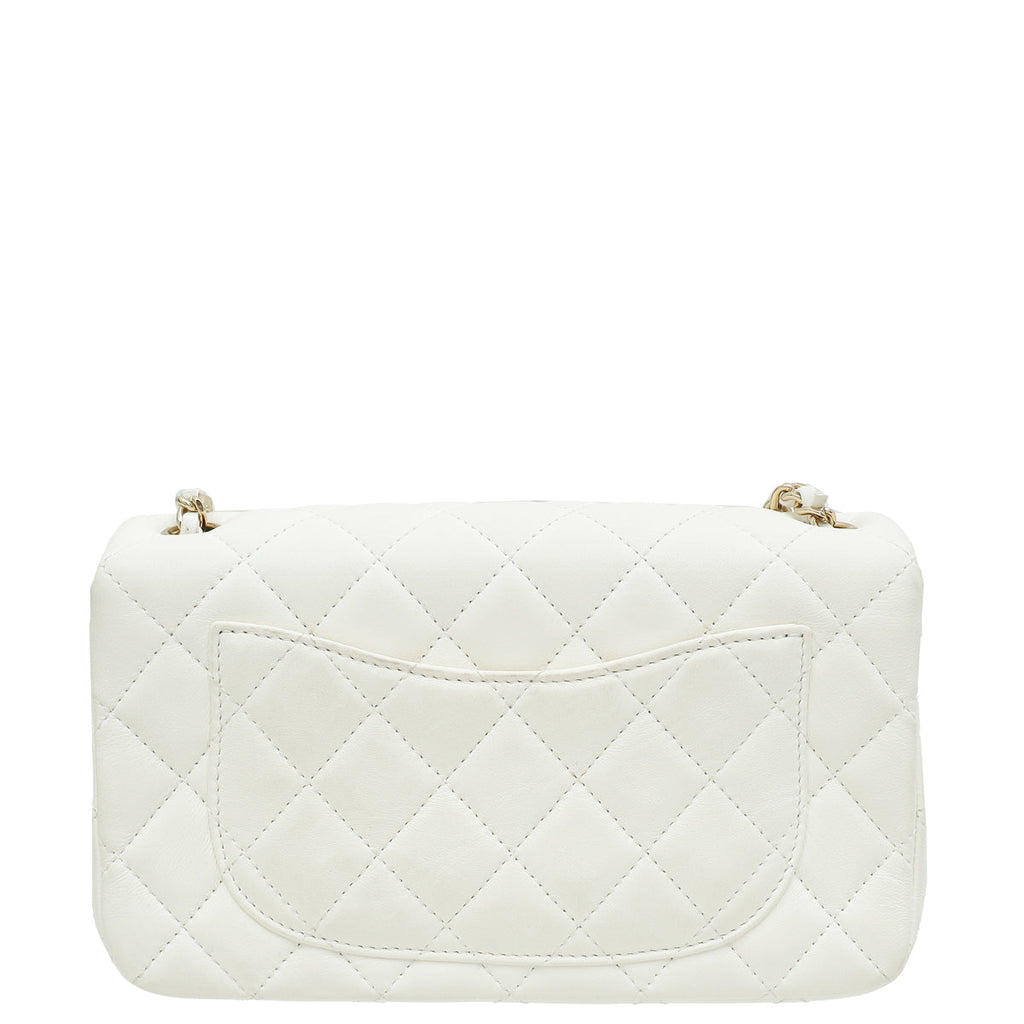 Chanel White CC Pearl Crush Mini Square Rectangular Flap Bag
