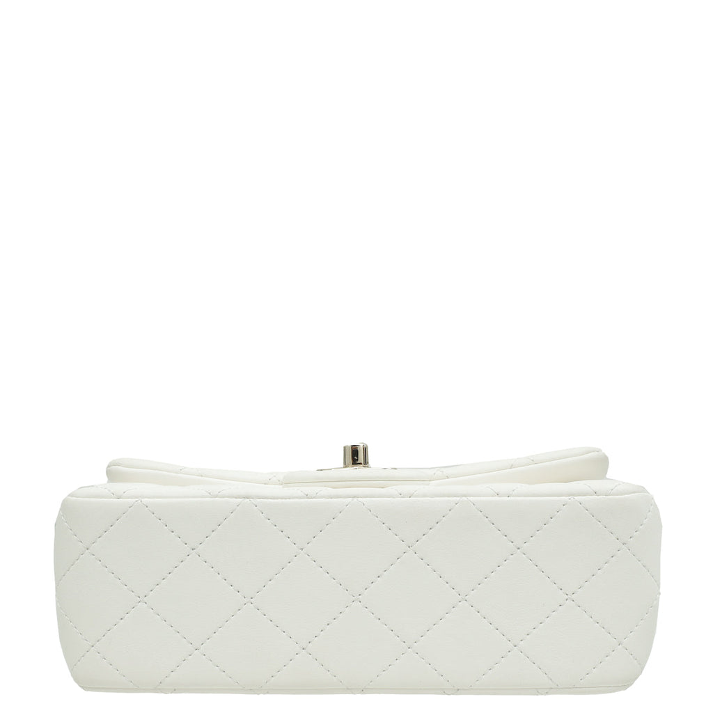 Chanel White CC Pearl Crush Mini Square Rectangular Flap Bag