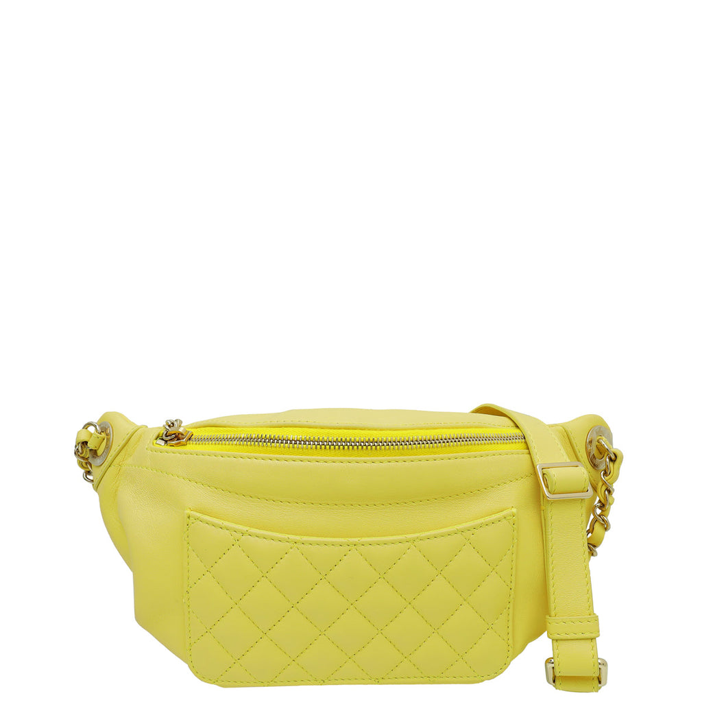 Chanel Yellow Bi Classic Waist Bag