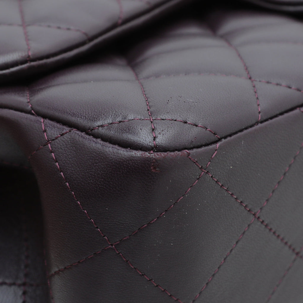 Chanel Dark Violet CC Classic Double Flap Jumbo Bag