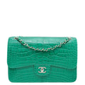 Chanel Green CC Crocodile Classic Double Flap Jumbo Bag