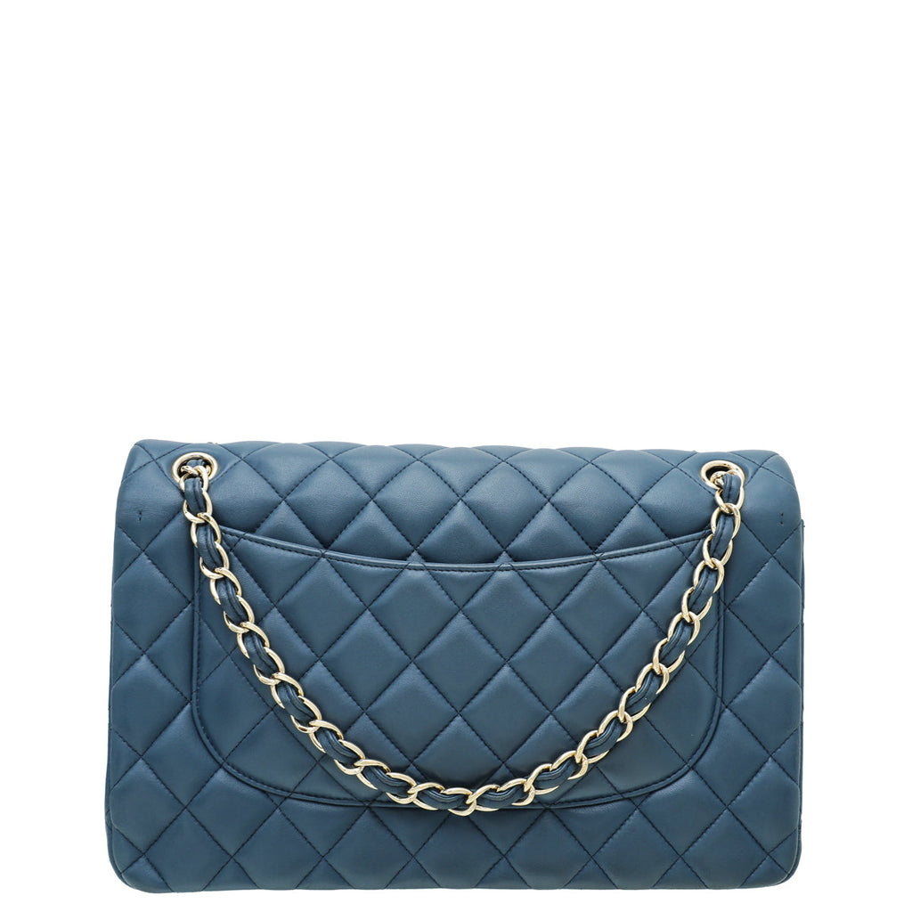 Chanel Navy Blue CC Classic Double Flap Jumbo Bag