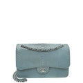Chanel Bluish Grey Python CC Classic Double Flap Jumbo Bag